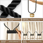 Hion Magnetic Curtain Tiebacks Black 6 Pack, Curtain Tiebacks Buckles Holdbacks Holders Hooks Clip for Home Bedroom Office Decorative Thick or Thin Curtain
