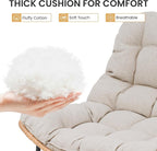 Crestlive Products Outdoor Loveseat, 2 Seater Outdoor Couch with Soft Cushion, All-Weather Boho Rattan Patio Furniture for Balcony, Poolside, Backyard, Porch (Beige)