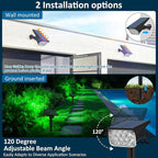 T-SUNUS Green Solar Spot Lights Outdoor 4 Pack, IP65 Waterproof Landscape Spotlights 2 Modes Dusk to Dawn for St Patricks Day Halloween Christmas Tree Pond Patio Garage Statue Graveyard Garden Flag