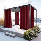 NICETOWN Canvas Outdoor Curtains for Paito 2 Panels, Red, W52 x L84 per Panel - Waterproof & Windproof Sun Shades with Grommet & Back Tab & Rod Pocket, Free Rope Included for Bottom Fixing