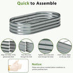 8x4x1ft(2 Pack) Galvanized Oval Raised Garden Bed,Outdoor Planter Box Metal Patio Kit Planting Bed for Vegetables Flowers Herb,Silver