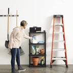 Gracious Living 4 Pack Light Duty Storage Shelves, Knect-A-Shelf 4-Shelf Ventilated Shelving Rack Organizer for Home, Garage, Basement & Laundry, Black