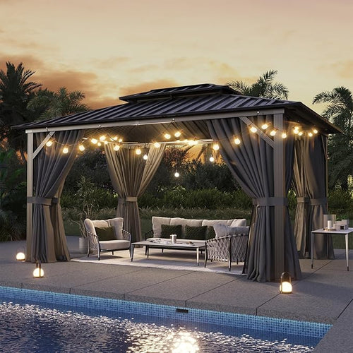 10'x12' Hardtop Gazebo, Aluminum Frame Canopy