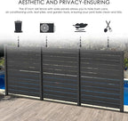 Kozyard 50" W x 48" H Privacy Screens Fence Panel Specifically for Hard Surfaces, Aluminum Post, Air Conditioner Fence Panels, Pool Equipment Enclosure, Trash Can Screens Fence, with Base. 3 Panels