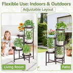 iDavosic.ly Plant Stand Indoor Outdoor, 5 Tier Corner Metal Flower Display Holder Shelf, Easy Assembly Folding Tall Orchid Rack for Patio Balcony Porch Garden Living Room House, Violet Bronze