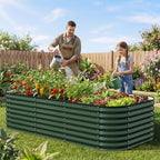 Kesfitt Raised Garden Bed Outdoor, Galvanized Steel Metal Raised Bed Planter for Vegetables & Garden, 24-Inch Deep Open Bottom Backyard Bed 8x4x2 ft, Forest Green