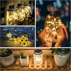 String Lights 8 Pack Solar Mason Jar Lid Lights with 30 LEDs