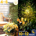 4 Pack Solar Firework Lights 200 LED Create Magical Nights, Waterproof Starburst Fairy Lights for Garden Yard Patio Christmas Romantic Wedding Party Decor(Warm White)