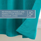TOWN & COUNTRY BASICS Cabana Solid Heavyweight Indoor Outdoor Curtains, Light Filtering Opacity with Grommet Top, Water Repellent, 2-Pack Set, 54"x120", Teal