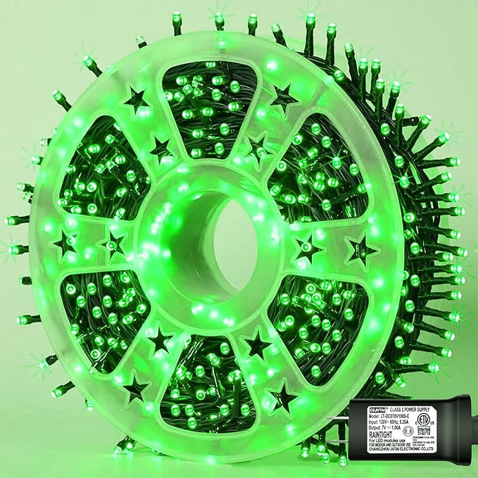 String Lights, 500 LED, 165ft Green, IP44 Waterproof Outdoor Use