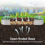 GreatBuddy Galvanized Raised Garden Bed 8×2×1ft, Easy Assembly Outdoor Metal Planter Boxes for Vegetables, Flower, Herb, Anti-Rust& Weather-Resistant, Oval, Silver
