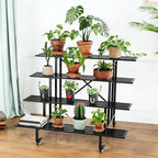 Zhongma 4 Tier Sturdy Metal Plant Stand with Wheels, L45.67 x W34.65 x H35.83 inch, Heavy Duty Plant Holder for Home Indoor and Outdoor, 880 LBS Capacity & Heavy Duty Construction