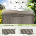 Greesum 100 Gallon Resin Deck Box Large Outdoor Storage with Cushions for Patio Furniture, Garden Tools, Pool Supplies, Weatherproof and UV Resistant, Lockable, Coffee