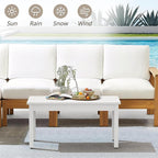 LUE BONA Outdoor Coffee Table Rectangle, 42.5" HDPS Patio Coffee Tables for Outside, All Weather Patio Coffee Table with Slatted Tabletop for Deck, Garden, Balcony, Indoor or Outdoor Use, White