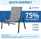 PIZZELLO Patio Chairs Set of 8 - Outdoor Stackable Dining Chairs for All Weather - Lightweight Textilene Outdoor Chair Sets with Armrests - 330Lbs Capacity - for Backyard Garden Porch Poolside (Grey)