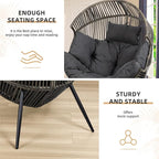 Vongrasig Wicker Egg Chair PE Rattan Chair with Cushion, Oversized Patio Lounge Chair for Outdoor, Indoor, Balcony, Backyard, Garden, Living Room, (Black/Rattan)