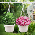 VIDELLY 4 Pieces Plastic Hanging Planters, 5.9 in Dia x 3.54 in H, Flower Plant Basket Pots Chain Holder Garden Decoration for Indoor and Outdoor Use, Red