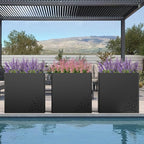 24 Inch Tall Outdoor Planter 24Hx24Lx12W Metal Planter Box with Removable Insert Shelf | Rectangular Planters for Porch, Patio, Yard, Garden (Black)