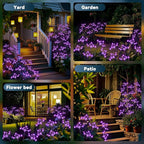 Solar Garden Lights 2 Pack Waterproof Solar Swaying Starburst Light Outdoor Lights for Yard Patio Walkway Pathway Party Wedding Christmas Decoration, Purple