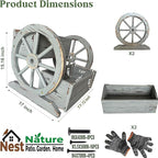 NestNature Wooden Wagon Planter Box,Raised Garden Bed,Decorative Garden Planters with Wheels-Outside Flower Pots for Indoor/Outdoor Décor Plants (Antique Gray)