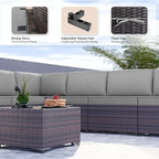 Kullavik 9 Pieces Outdoor Patio Furniture Set PE Wicker Rattan Sectional Sofa Patio Conversation Sets,Grey