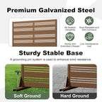Casaphoria Metal Privacy Screen Outdoor, 72" H x 47" W Freestanding Decorative Privacy Screen for Patio Deck Balcony Garden with Stable Base, Brown-Harold