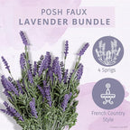 Butterfly Craze Lavender Artificial Flower Stems - UV-Protected Outdoor Artificial Plants - Plastic Flowers for Outdoors - Floral Picks for Weddings & Centerpieces - 4 Pack, 14.5"-16.5"