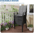PIZZELLO Patio Chairs Set of 8 - Outdoor Stackable Dining Chairs for All Weather - Lightweight Textilene Outdoor Chair Sets with Armrests - 330Lbs Capacity - for Backyard Garden Porch Poolside (Grey)