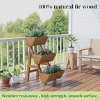3-Tier Wooden Vertical Raised Garden Bed with Legs, Tiered Planter Box, Vertical Garden Planter,Wood Plant Stand Wood Flower Rack for Patio, Balcony, Freestanding. (Brown-Small)