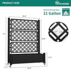 YITAHOME 43.3x17.7x61 in Planter Trellis Box with Wheels & Drain Plug, Outdoor Resin Raised Garden Bed for Climbing Plants, Large Weather-Resistant Design, Black