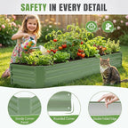 INNO STAGE 8×2×1ft Galvanized Raised Garden Bed Kit, Galvanized Planter Raised Garden Boxes Outdoor, Large Metal Raised Garden Beds for Vegetables, Flowers, Herbs, and Succulents, OliverGreen