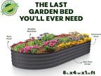 Plant & Plot Galvanized Raised Garden Beds Outdoor // 8×4×1 ft (2-Pack) Planter Raised Beds for Gardening, Vegetables, Flowers // Large Metal Garden Box // Patented Tool-Free Design (Gray)