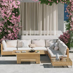 Grand patio 8-Piece Wicker Patio Furniture Set with Lift Top Coffee Storage Table, Outdoor Conversation Set Sectional Sofa with Water Resistant Thick Cushions, Cream