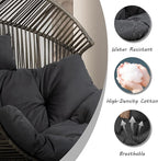 Shintenchi Wicker Egg Chair,Oversized Outdoor Indoor Rocking Chair,Large PE Rattan Rocking Chair with Cushion for Patio, Balcony, Backyard, Garden,Deep Grey