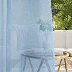 RYB HOME Sheer Curtains Outdoor - Linen Look Translucent Drapes Waterproof, Light Filtering Quick Dry Sheers for Exterior Patio Porch Wedding, 54" Wide by 96" Long, 2 Panels, Navy Blue