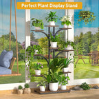 ikkle Plant Stand Indoor with Grow Lights, 64" Tall Plant Shelf, 9 Tiered Corner Plant Shelves for Indoor Plants Multiple, Large Flower Display Holder, Tree-Shaped Plant Rack for Home, Living Room, Patio Decor