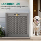 Outdoor Storage Box, Resin Deck Boxes Indoor and outdoor, Waterproof Storage Box Lockable Lid (Grey, 35 Gallon)