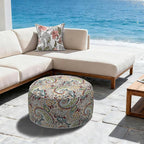 LVTXIII Outdoor Inflatable Ottoman, Fade-Resistant Round Footrest Stool D31”x H14”, Portable Patio Pouf for Garden Camping or Home Use, Paisley Chilli