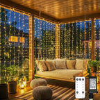 String Curtain Lights, 900 LED, Warm White, 29.5 x 9.8 Ft