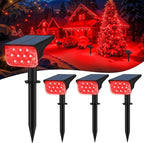 T-SUNUS Christmas Red Solar Lights for Outside IP65 Waterproof Auto On/Off Adjustable Landscape Spot Lighting Garden Spotlight Outdoor Tree Pathway Yard Driveway Wall Patio Lawn Flag Halloween 4 Pack