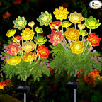 Solar Garden Lights Outdoor, 2 Pack Upgraded Succulent Solar Flowers Outside Waterproof, Gardening Gifts for Women Mother, Decorative Solar Powered Lights Yard Decor for Lawn Backyard Patio Pathway