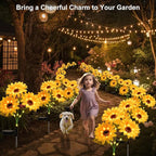 echosari 4 Pack Solar Lights Outdoor Waterproof, Sunflower Solar Stake Lights Auto ON/Off Solar Garden Decorative Lights for Lawn Pathway Landscape Birthday Gifts for Mom Women