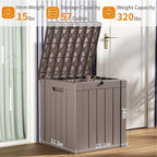 ROJIK 57 Gallon Outdoor Storage Housing Deck Box - Waterproof Patio Furniture, Garden Tools, Cushions, Pool Accessories Storage Bench with Lockable Lid and Side Handles（Grey）