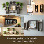 LaLaGreen Wall Planters for Indoor Plants (13-Piece Set) Small Wall-Mounted Vertical Plant Holder, Large Wooden Floating Shelves Decorative Wood Display for Kitchen, Bathroom, Living Room, Home Decor