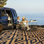SAND MINE Reversible Mats, Plastic Straw Rug, Modern Area Rug, Large Floor Mat and Rug for Outdoors, RV, Patio, Backyard, Deck, Picnic, Beach, Trailer, Camping, Black & Brown, 9' x 12'