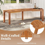 Tangkula Outdoor Curved Bench, Acacia Wood Fire Pit Bench w/Slatted Seat, Patio Backless 2-Person Seating for Porch, Yard, Garden, 800 LBS Max Load, Oil Painted (1, 58")