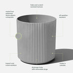 Veradek Round Demi Planter Pots for Indoor/Outdoor Garden Use | Made from Plastic - Concrete Mix with Drainage Holes | Perfect for Small to Large Succulent Plants, Flowers, Modern Interior Plants