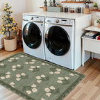 Outdoor Rug 3x5 ft Washable Floral Entryway Mat in Sage Green