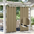 Easy-Going Linen Look Outdoor Curtains Waterproof Windproof Porch Curtains, Soft Thicken Outdoor Privacy Curtains for Patio, Gazebo, Grommet Top and Tab Bottom Drape, 1 Panel, 54x120 inch, Khaki