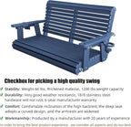 HDPE Porch Swing with 18/8 Stainless Steel Bolts, Ergonomic Design, Ultra Weather-Resistant, Heavy Duty 1200 LBS, for Outdoor Patio Garden Yard (Navy Blue)